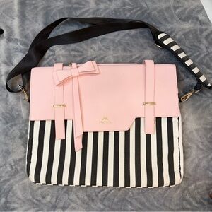 Matein Pink and Black Striped Laptop Bag